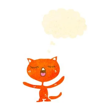 Retro cartoon cat with thought bubble Illustrazione stock