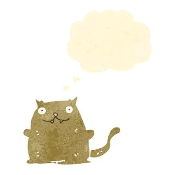 Retro cartoon cat with thought bubble Illustrazione stock