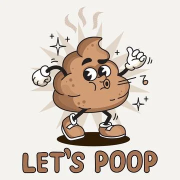 Retro cartoon character poo vector illustration Illustrazione stock