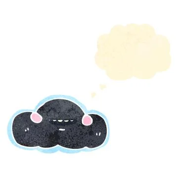 Retro cartoon cloud with thought bubble Stock Illustration