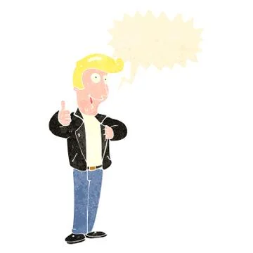 Retro cartoon cool guy in leather jacket Stock Illustration