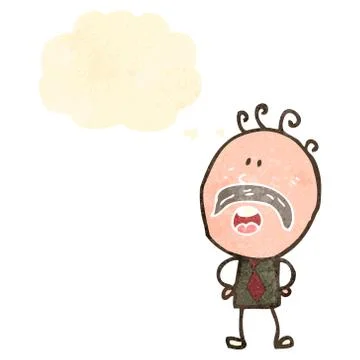 Retro cartoon dad with thought bubble Illustrazione stock