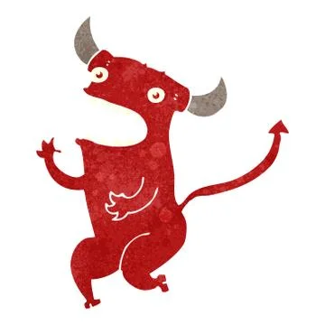 Retro cartoon dancing devil 스톡 일러스트
