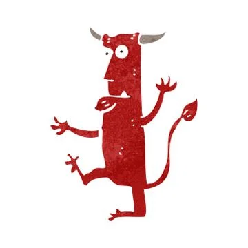 Retro cartoon dancing devil 스톡 일러스트