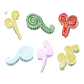 Retro cartoon decorative elements Stock Illustration