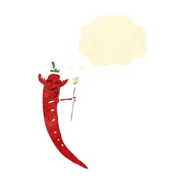 Retro cartoon devil chili 스톡 일러스트