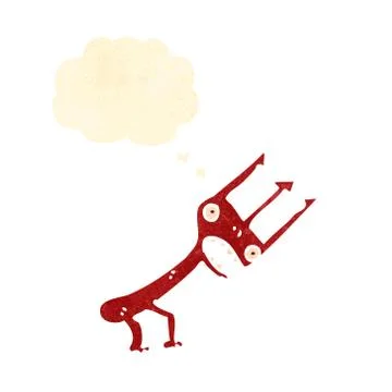 Retro cartoon devil fork Stock Illustration