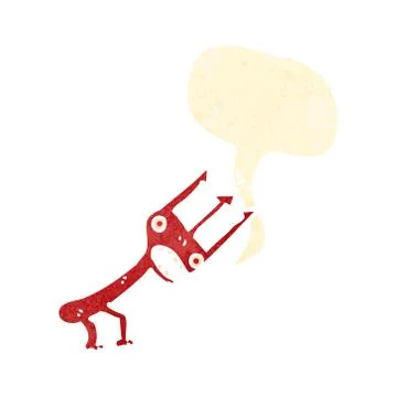 Retro cartoon devil fork Stock Illustration