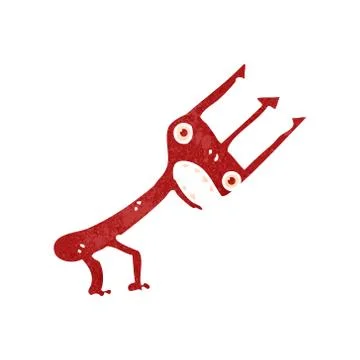 Retro cartoon devil fork Stock Illustration