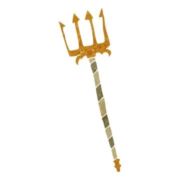 Retro cartoon devil fork Stock Illustration