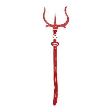 Retro cartoon devil fork Stock Illustration
