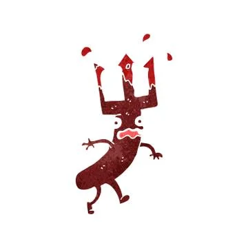 Retro cartoon devil fork imp Stock Illustration