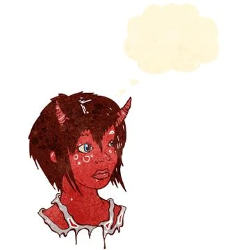 Retro cartoon devil girl Stock Illustration