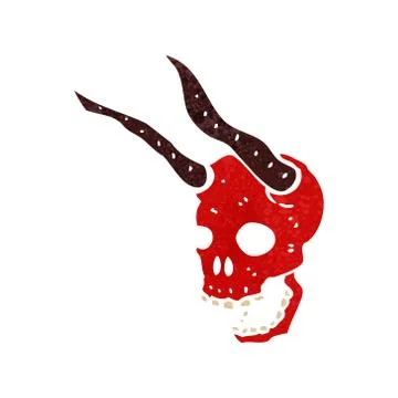 Retro cartoon devil skull Stock Illustration
