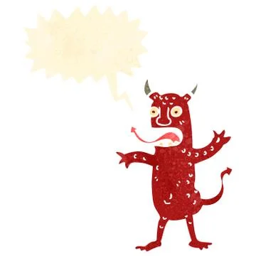 Retro cartoon devil with speech bubble Stock Illustration