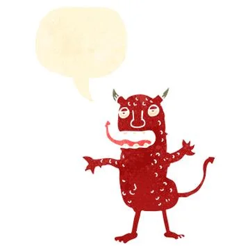 Retro cartoon devil with speech bubble Stock Illustration