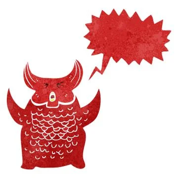 Retro cartoon devil with speech bubble 스톡 일러스트