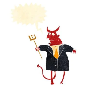 Retro cartoon devil in suit shouting Stockillustratie