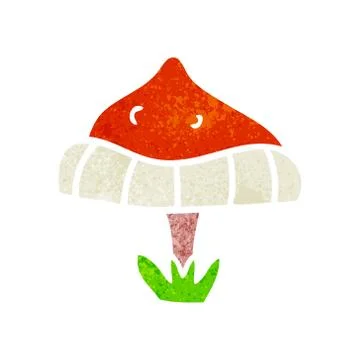 Retro cartoon doodle of a single toadstool 스톡 일러스트