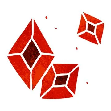 Retro cartoon doodle of some ruby gems Illustrazione stock