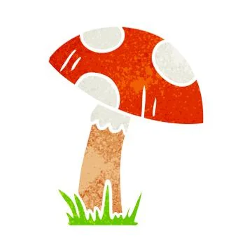 Retro cartoon doodle of a toad stool Stock Illustration
