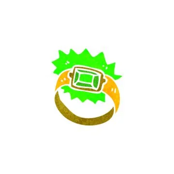 Retro cartoon emerald ring Stock Illustration