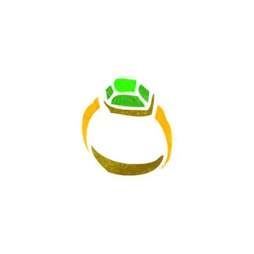 Retro cartoon emerald ring Stock Illustration