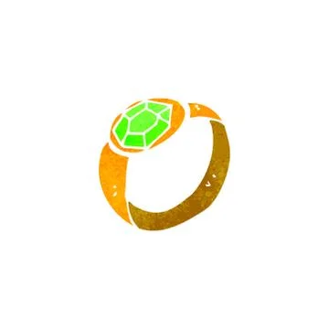 Retro cartoon emerald ring Stock Illustration
