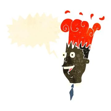 Retro cartoon exploding head Stock Illustration