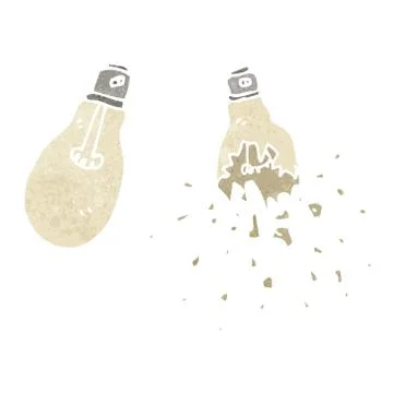 Retro cartoon exploding light bulb Stock Illustration