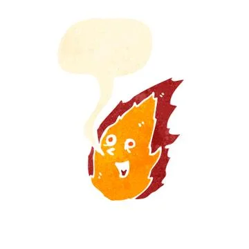 Retro cartoon fire with speech bubble Illustrazione stock