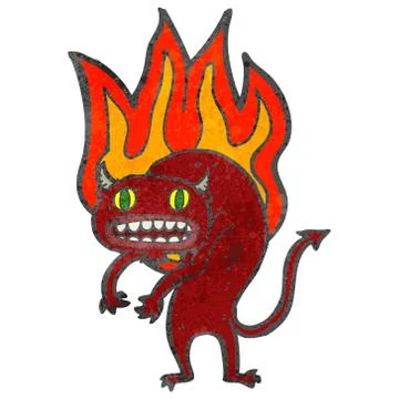 Retro cartoon flaming devil Stockillustratie