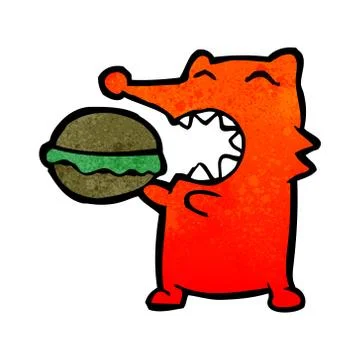 Retro cartoon greedy fox Stock Illustration