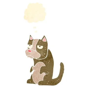 Retro cartoon grumpy dog 스톡 일러스트