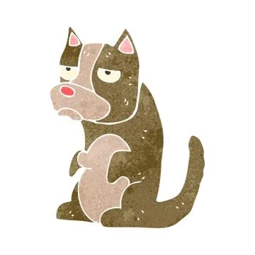 Retro cartoon grumpy dog 스톡 일러스트