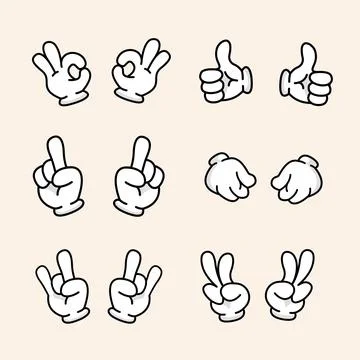 Retro Cartoon Hands Set. Stock Illustration