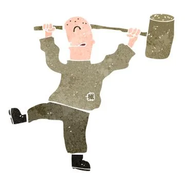 Retro cartoon laborer Stock Illustration