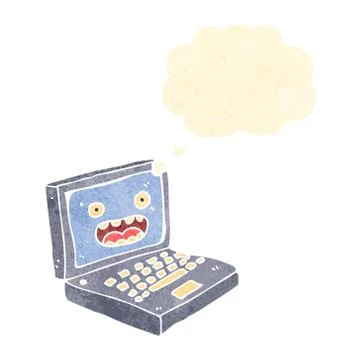 Retro cartoon laptop computer 스톡 일러스트