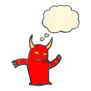 Retro cartoon little devil dancing Stock Illustration