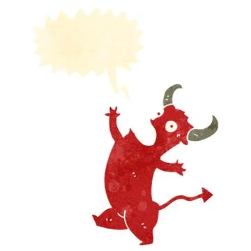 Retro cartoon little devil イラスト素材