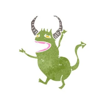 Retro cartoon little devil 스톡 일러스트