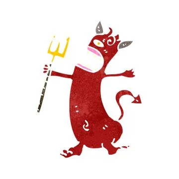 Retro cartoon little devil イラスト素材
