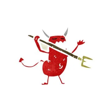 Retro cartoon little devil Stock Illustration