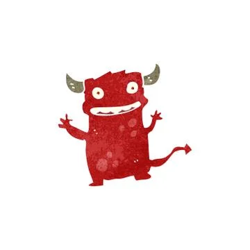 Retro cartoon little devil Stock Illustration