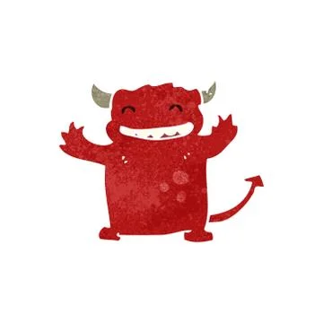 Retro cartoon little devil Stock Illustration