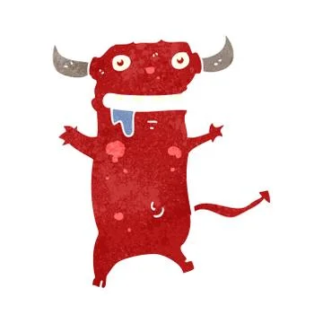 Retro cartoon little devil 스톡 일러스트