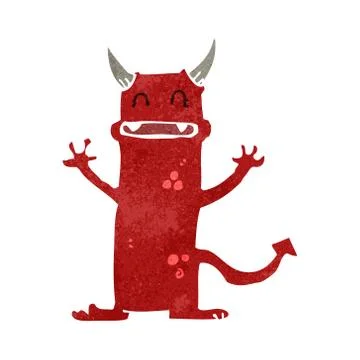 Retro cartoon little devil 스톡 일러스트