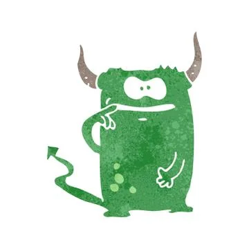Retro cartoon little devil Stock Illustration