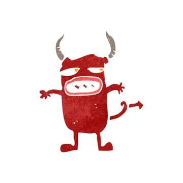 Retro cartoon little devil Stock Illustration