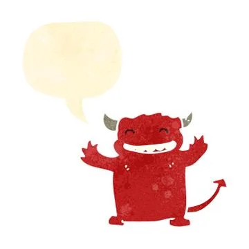Retro cartoon little devil smiling 스톡 일러스트